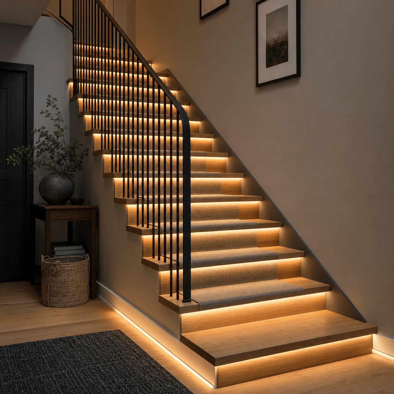 24V striplight in a staircase safety lighting scene