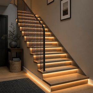 24V striplight in a staircase safety lighting scene
