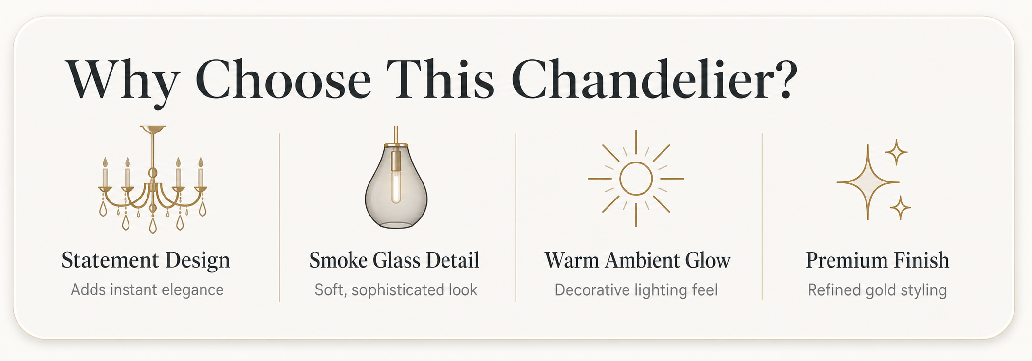 Satin Gold Chandelier with Smoke Colour Glass
