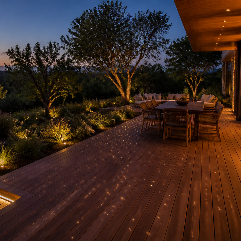 Fibre optic lighting integrated into South African timber decking