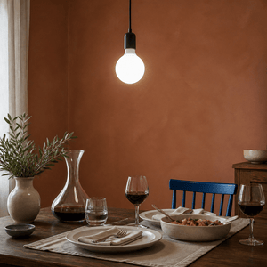 8W E27 G125 opal LED bulb in an indoor lighting setting