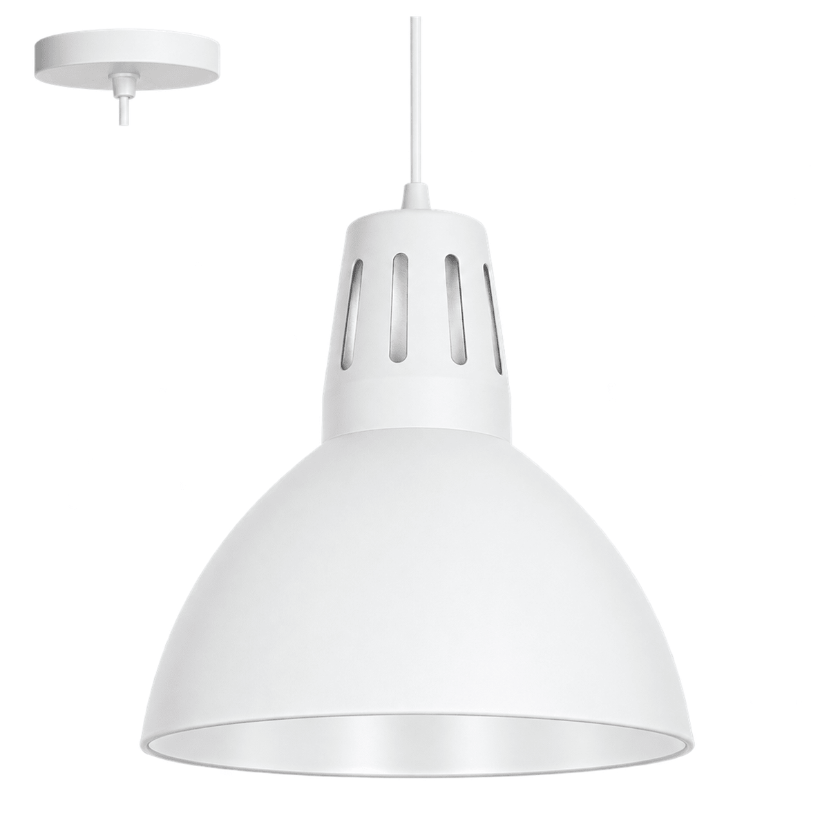 280mm steel pendant light in matte white, white background