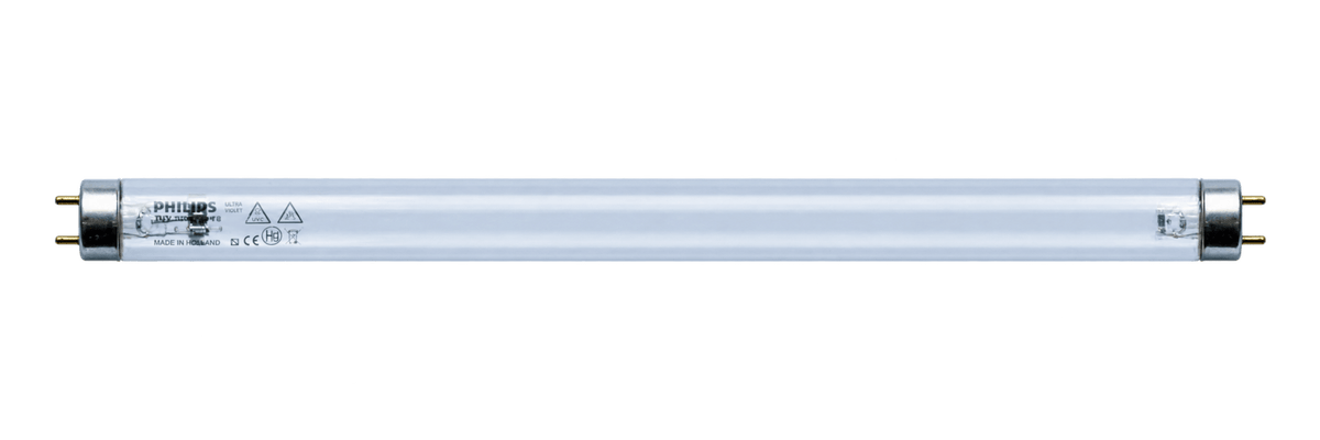 Philips T8 UVC fluorescent tube on a transparent background