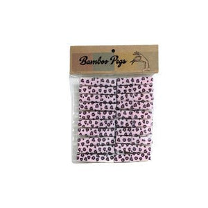 Pink Leopard Print Bamboo Pegs - Set of 20 - Future Decor