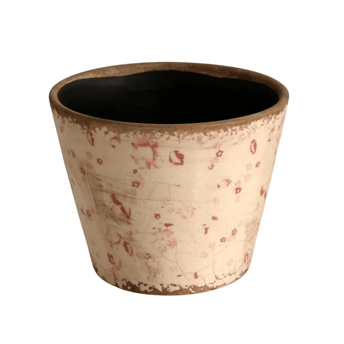 Pink Pot Planter - Red Flowers