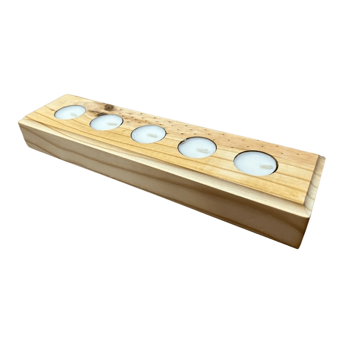 Plain Wooden 5 Tealight Candle Holder