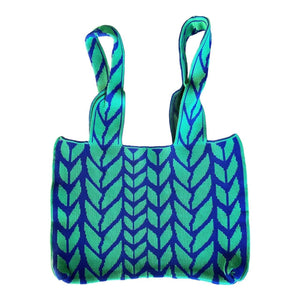 Polyester Handbag - Green Leaves And Blue - Future Decor