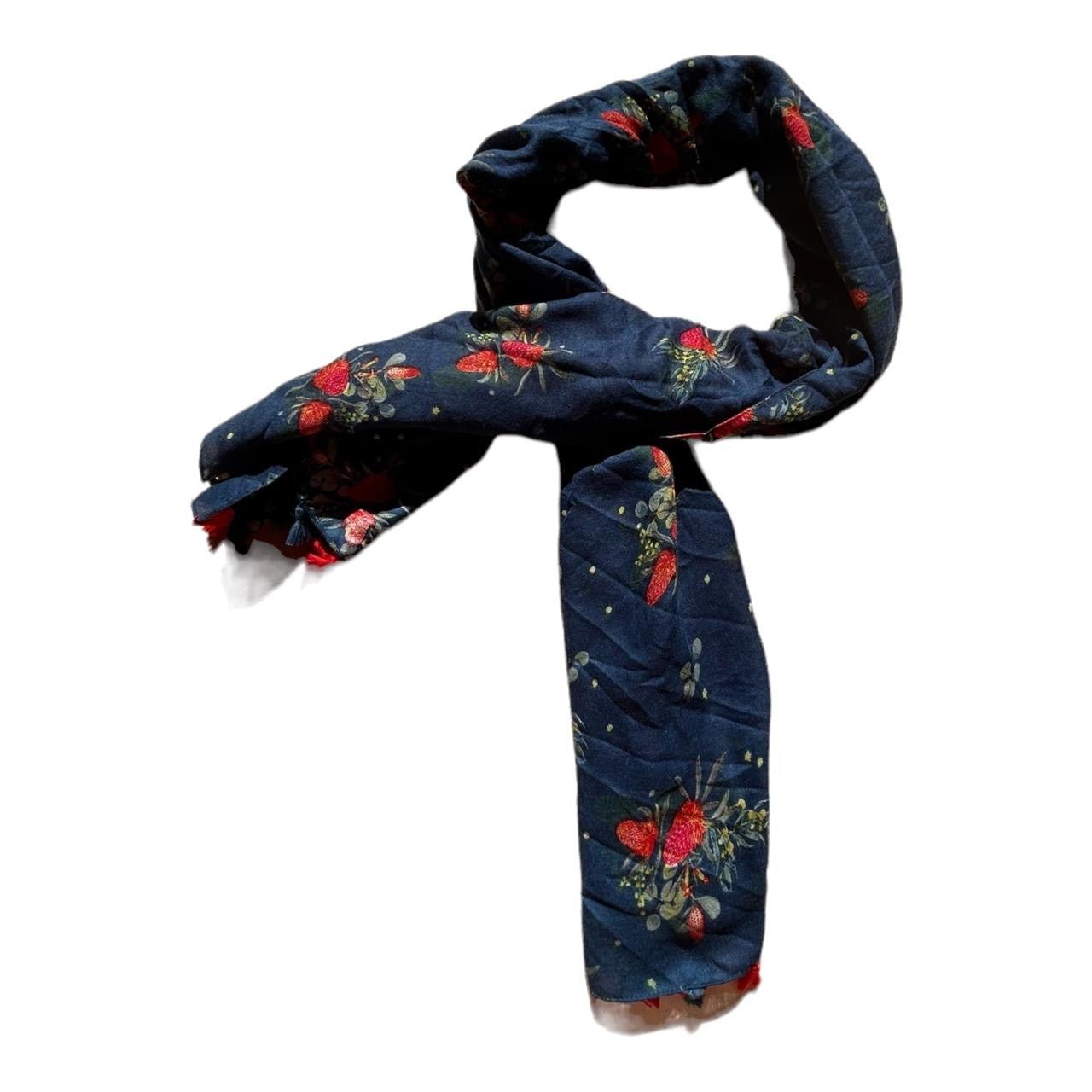 Polyester Scarf - Red Rose Bouquet, Navy Background - Future Decor