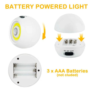 Battery-powered magnetic motion-sensor light with detachable back
