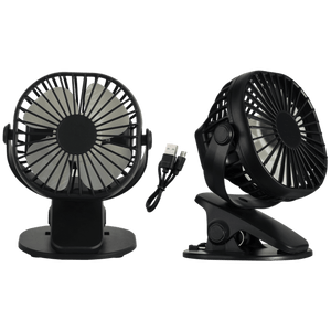 Portable Rechargeable 3 Speed Clip On Fan - Black, transparent background, 1254 x 1254