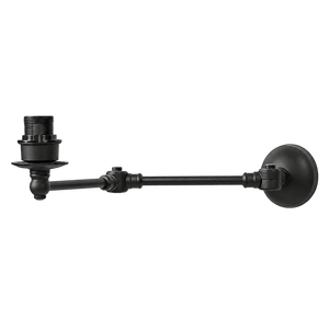 Matt black Portland wall lamp fitting without shade on a transparent background