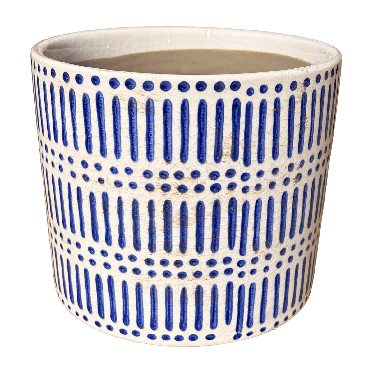 Ceramic Pot - Blue Dots & Dashes, transparent background, 1254 × 1254