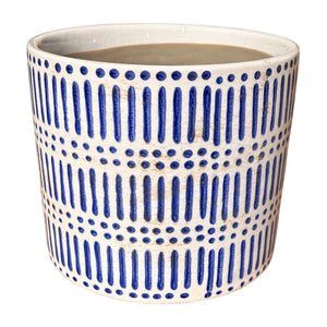 Ceramic Pot - Blue Dots & Dashes, white background, 1254 × 1254