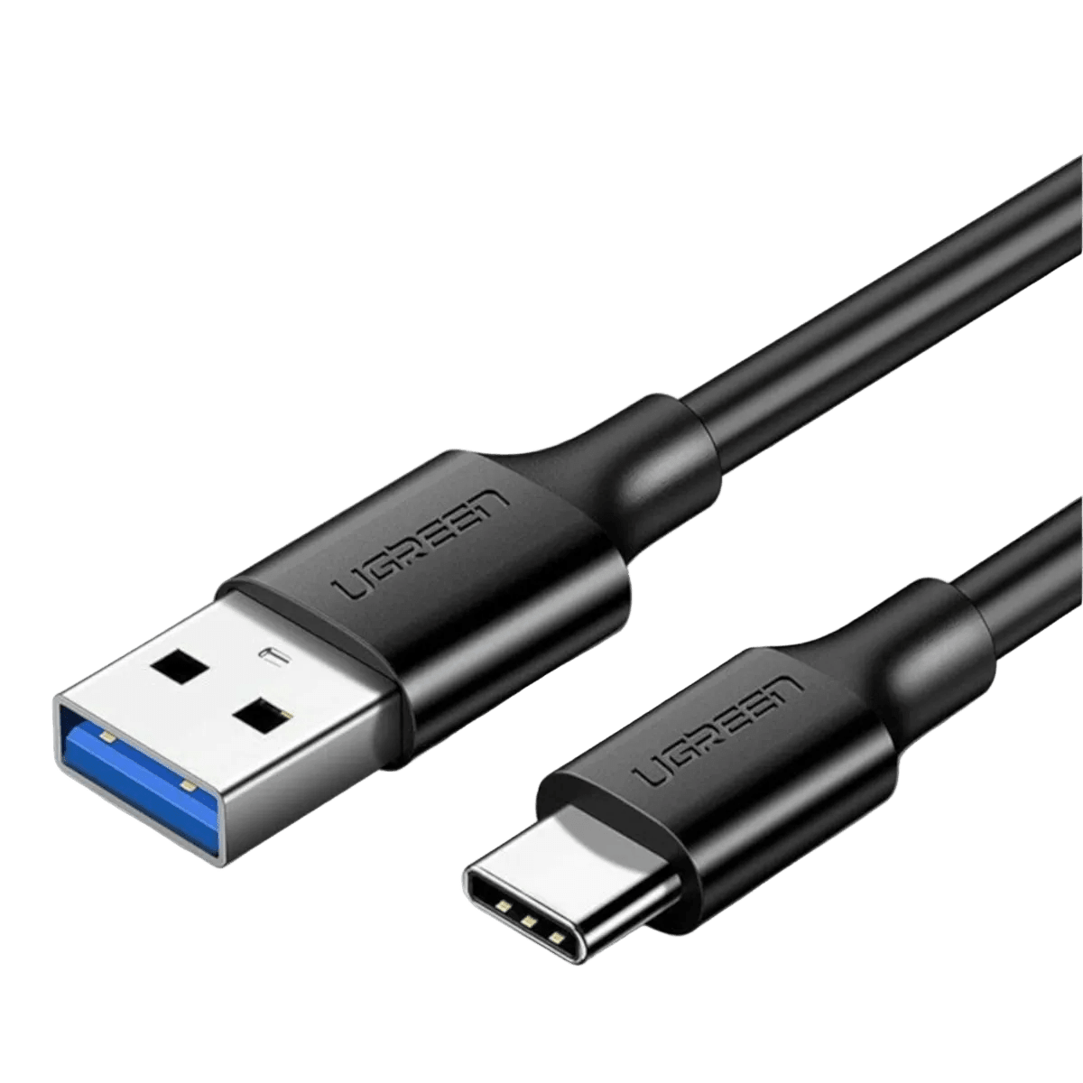 UGREEN Type-C to USB 3.0 Cable 1m – Fast Charging 3A, 5Gbps Sync – Black — transparent background
