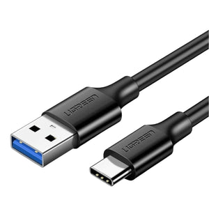 UGREEN Type-C to USB 3.0 Cable 1m – Fast Charging 3A, 5Gbps Sync – Black — white background