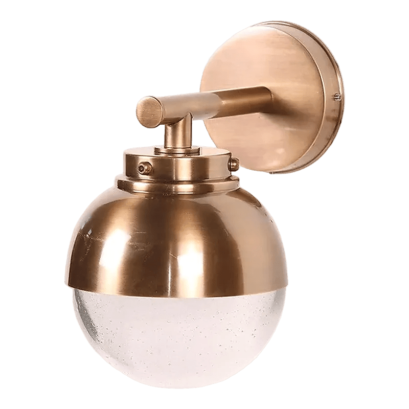Antique Brass & Glass Outdoor Wall Light — transparent background