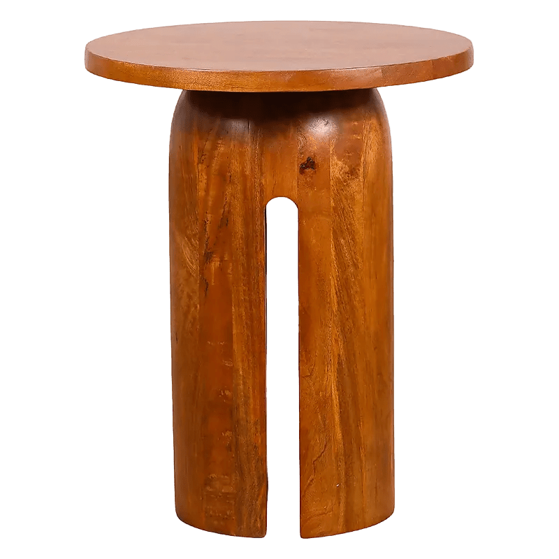 Acacia Wood Round Side Table — transparent background