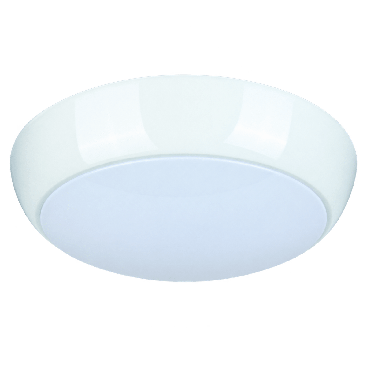 White Ø325 Plastic GR10q Bulkhead Light – IP65 on a transparent background