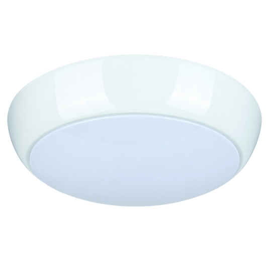 White Ø325 Plastic GR10q Bulkhead Light – IP65 on a transparent background