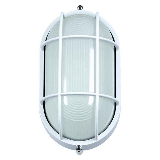 White 13W ESL Bulkhead Light – 285 × 160 × 130mm on a transparent background