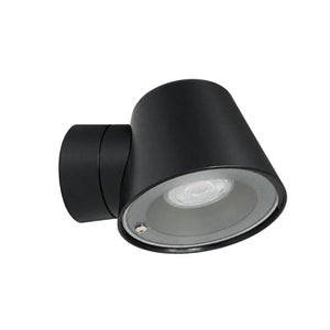 Black Deli Outdoor Wall Light, GU10, IP44 on a white background