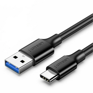 UGREEN Type-C to USB-A 3.0 Cable 1.5m – Fast Charging 3A, 5Gbps Sync – Black — transparent background