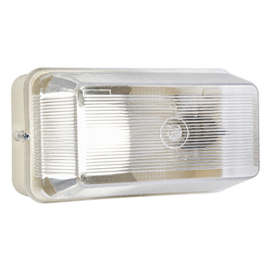 White Plastic B22 Bulkhead Light - 195mm — transparent background