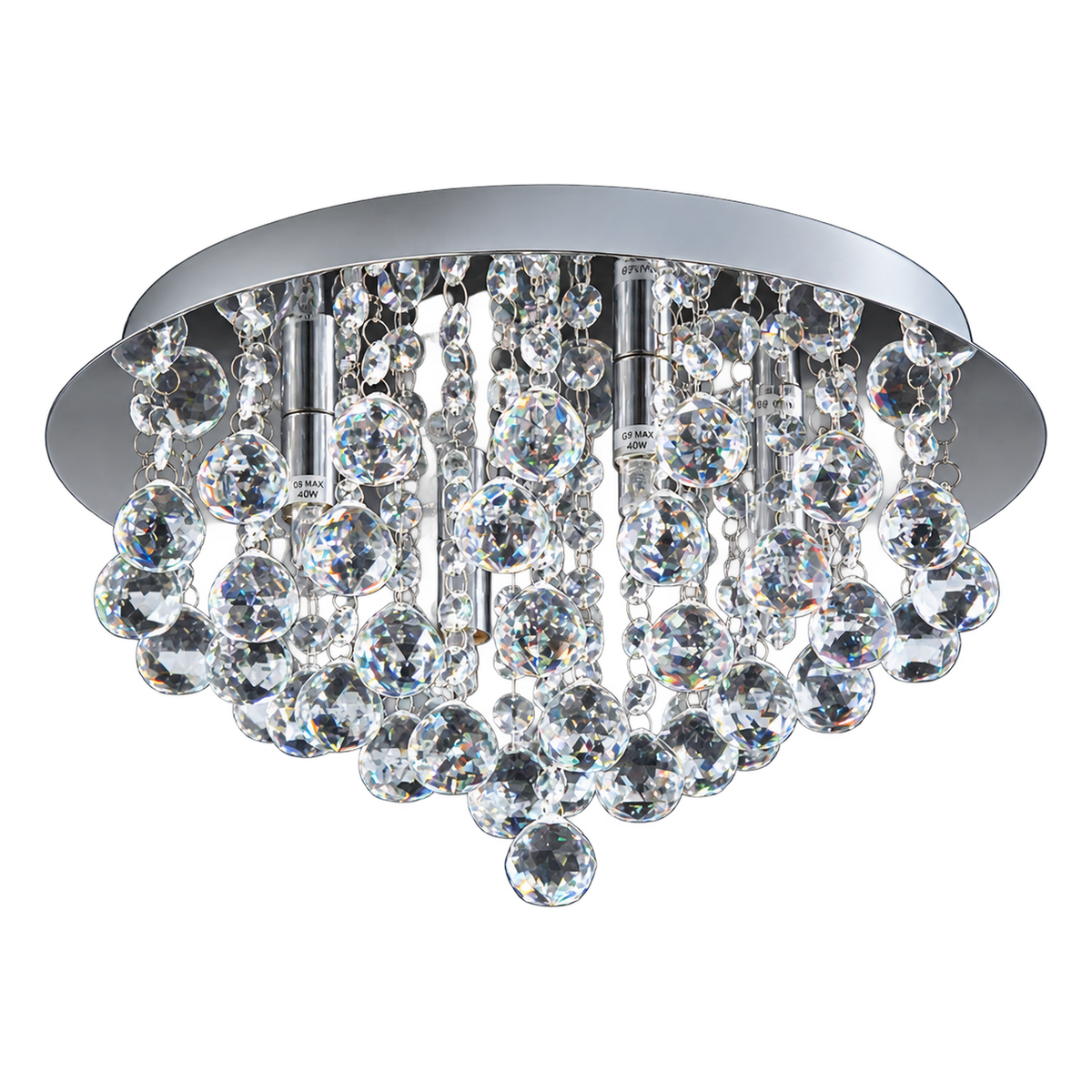 G9 LED Small Round K9 Crystal Ceiling Fitting, Chrome — transparent background