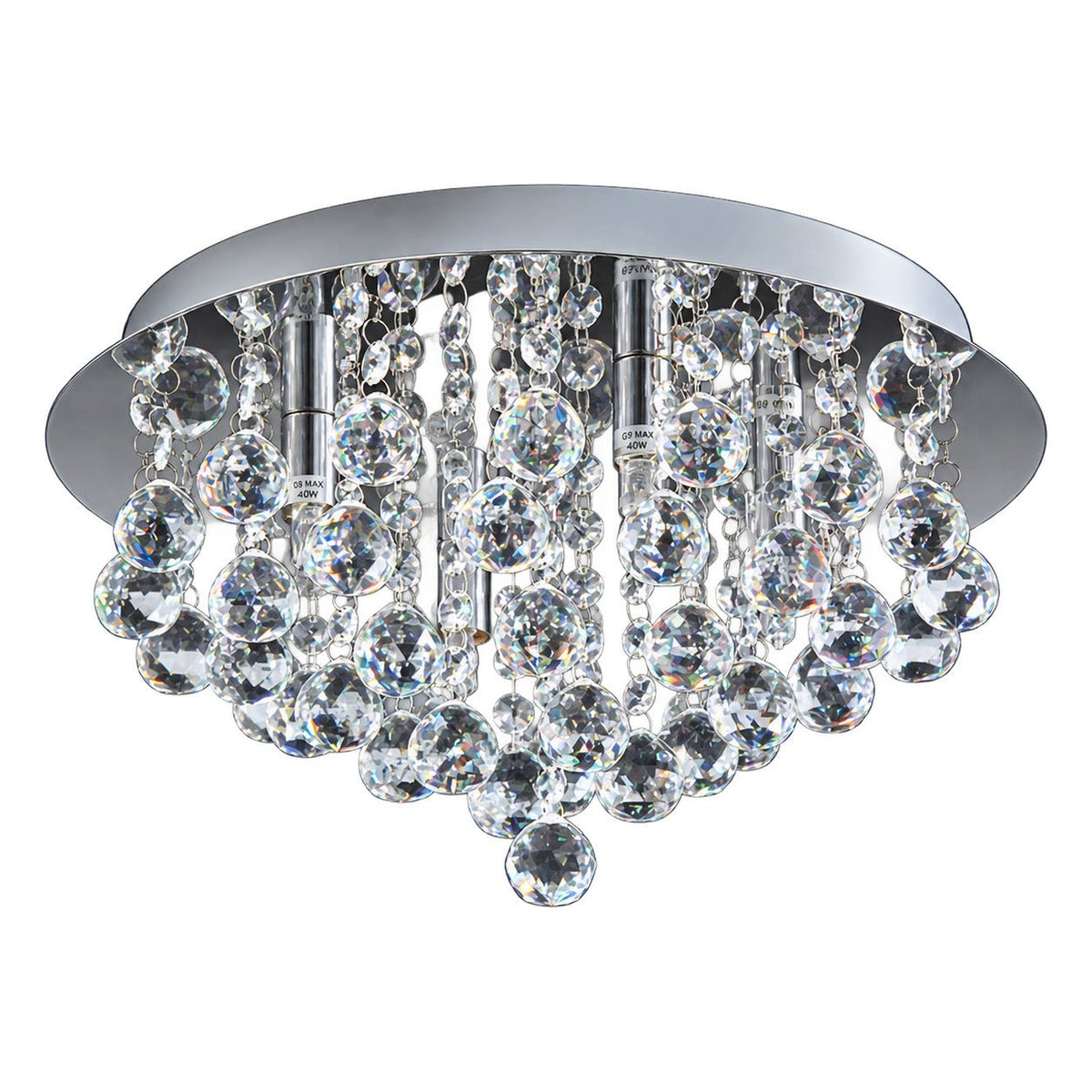 G9 LED Small Round K9 Crystal Ceiling Fitting, Chrome — white background
