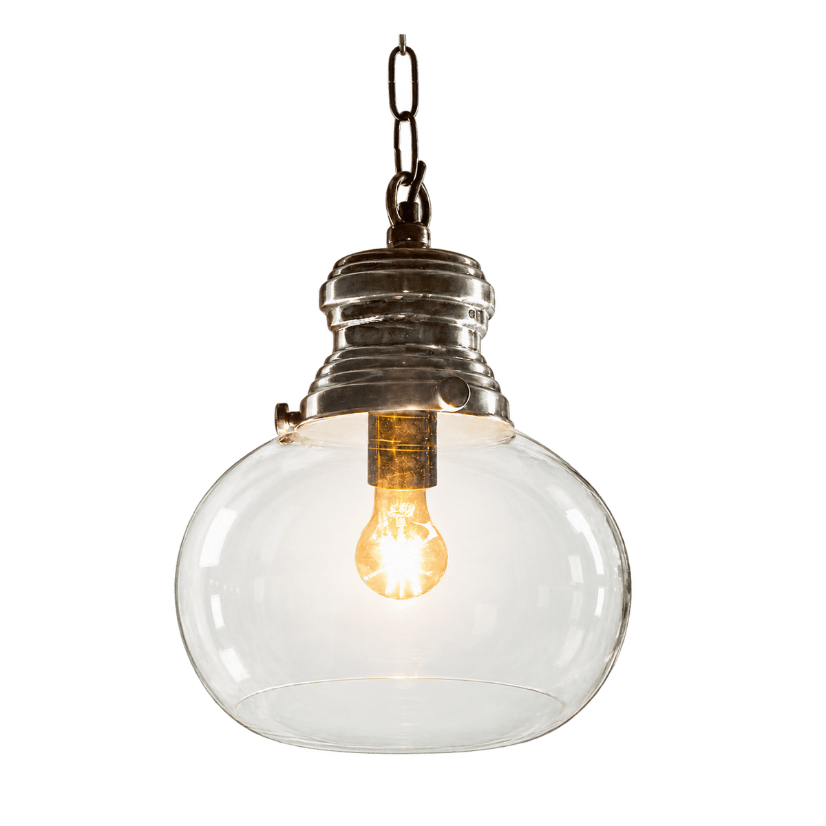 Hayley-S Antique Silver Glass Dome Pendant - E27 — transparent background