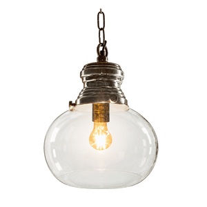 Hayley-S Antique Silver Glass Dome Pendant - E27 — transparent background