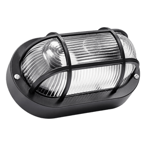 Black Oval E27 Bulkhead Light - IP44, 205mm — transparent background