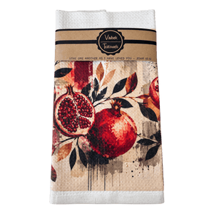 Single Printed Dishcloth - Pomegranate on a transparent background