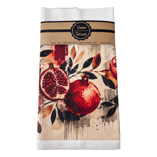Single Printed Dishcloth - Pomegranate on a transparent background