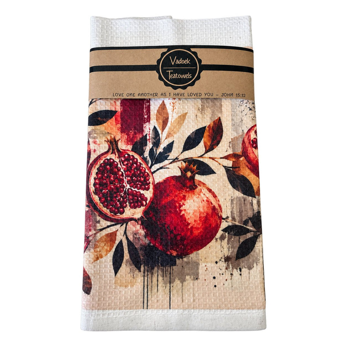 Single Printed Dishcloth - Pomegranate on a white background