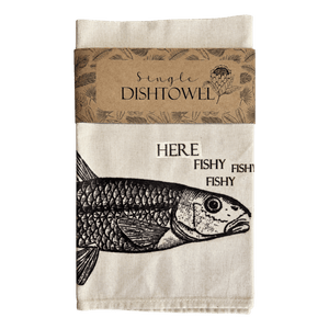 Printed Material Dish Towel - Here Fishy Fishy on a transparent background