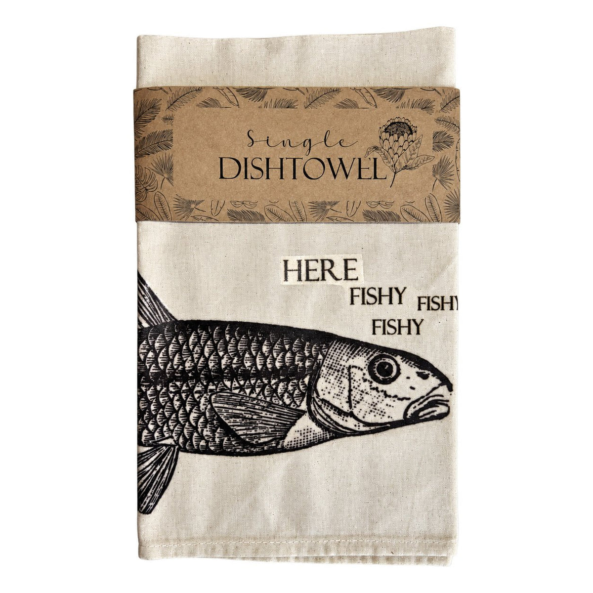 Printed Material Dish Towel - Here Fishy Fishy on a white background