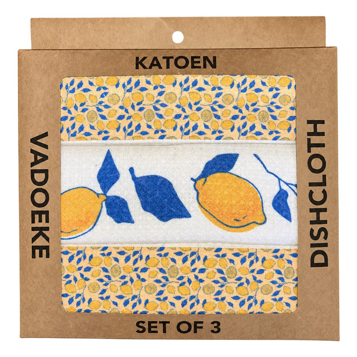 Dishcloth Box (Set 3) - Hand Drawn Lemon on a white background