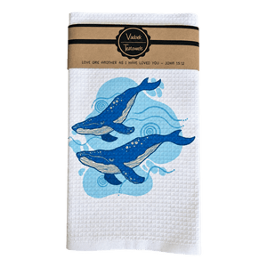 Single Printed Dishcloth - Whales on a transparent background