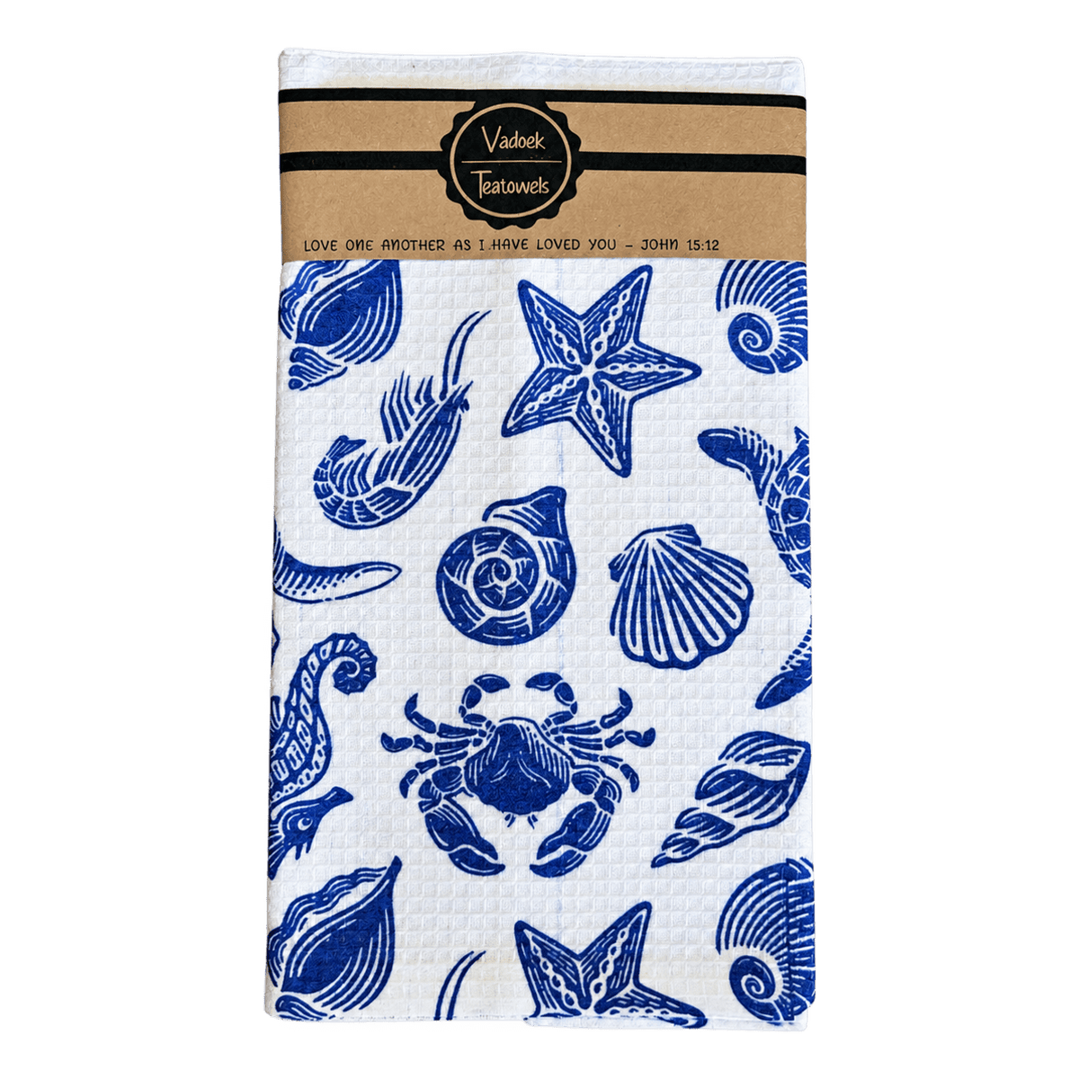 Single Printed Dishcloth - Blue Ocean on a transparent background
