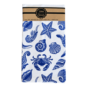 Single Printed Dishcloth - Blue Ocean on a transparent background