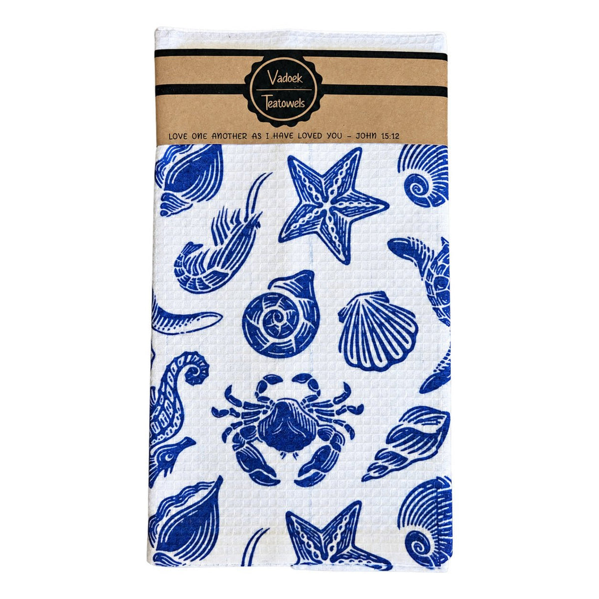Single Printed Dishcloth - Blue Ocean on a white background