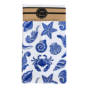 Single Printed Dishcloth - Blue Ocean on a white background