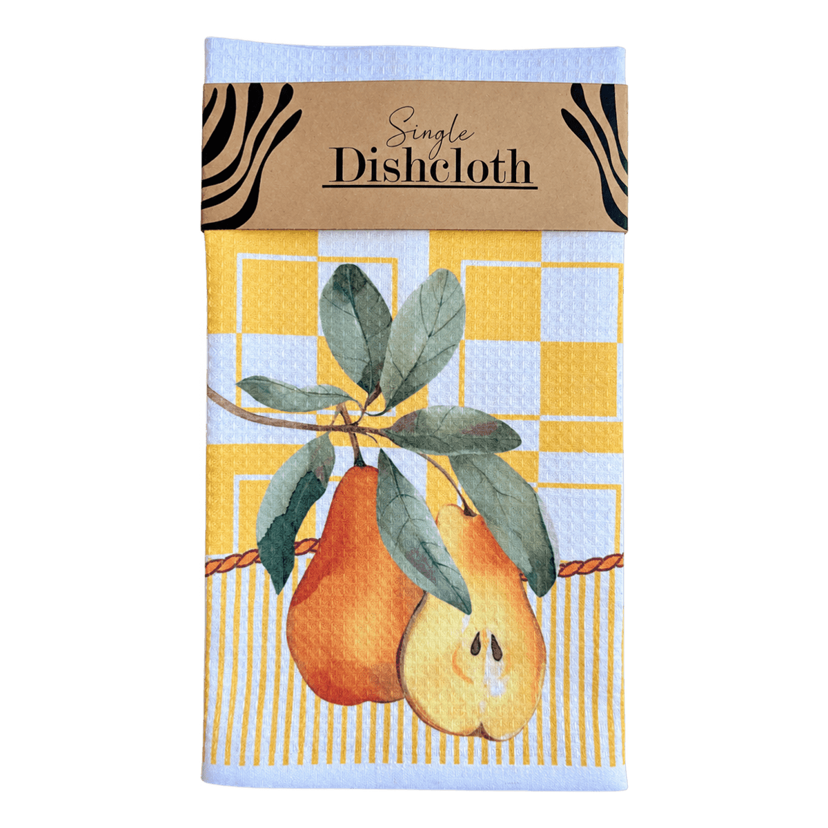 Single Printed Dishcloth - Yellow Pear on a transparent background