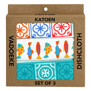 Dishcloth Box (Set 3) - Pastel Coloured Fishes on a transparent background