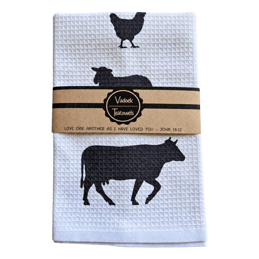 Single Printed Dishcloth - Animals on a transparent background