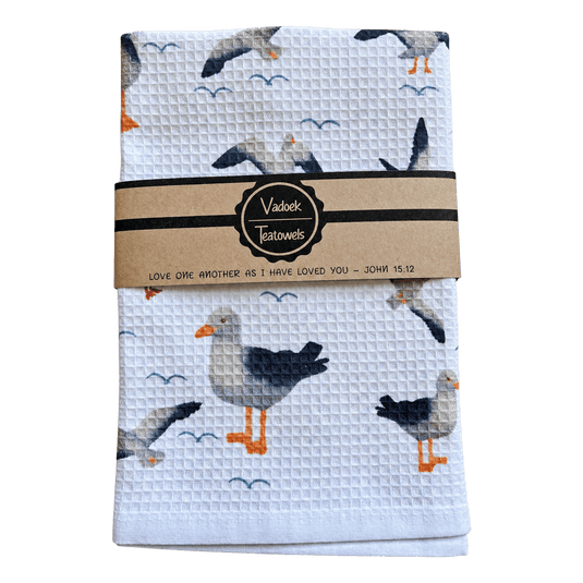 Single Printed Dishcloth - Seagulls on a transparent background