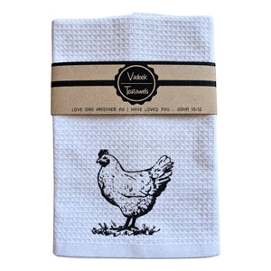Single Printed Dishcloth - Chicken on a white background