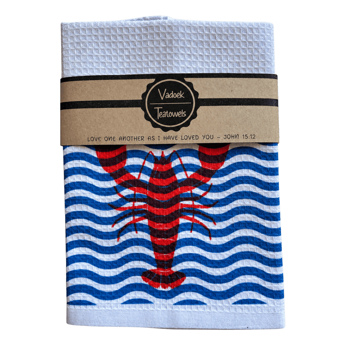Single Printed Dishcloth - Lobster on a transparent background