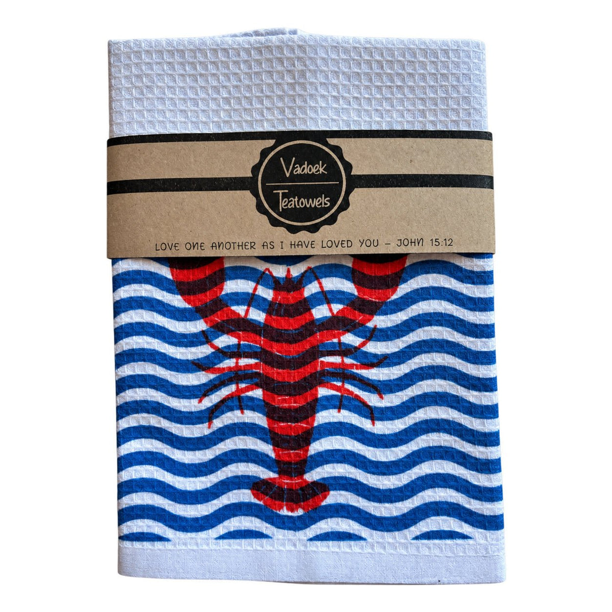 Single Printed Dishcloth - Lobster on a white background